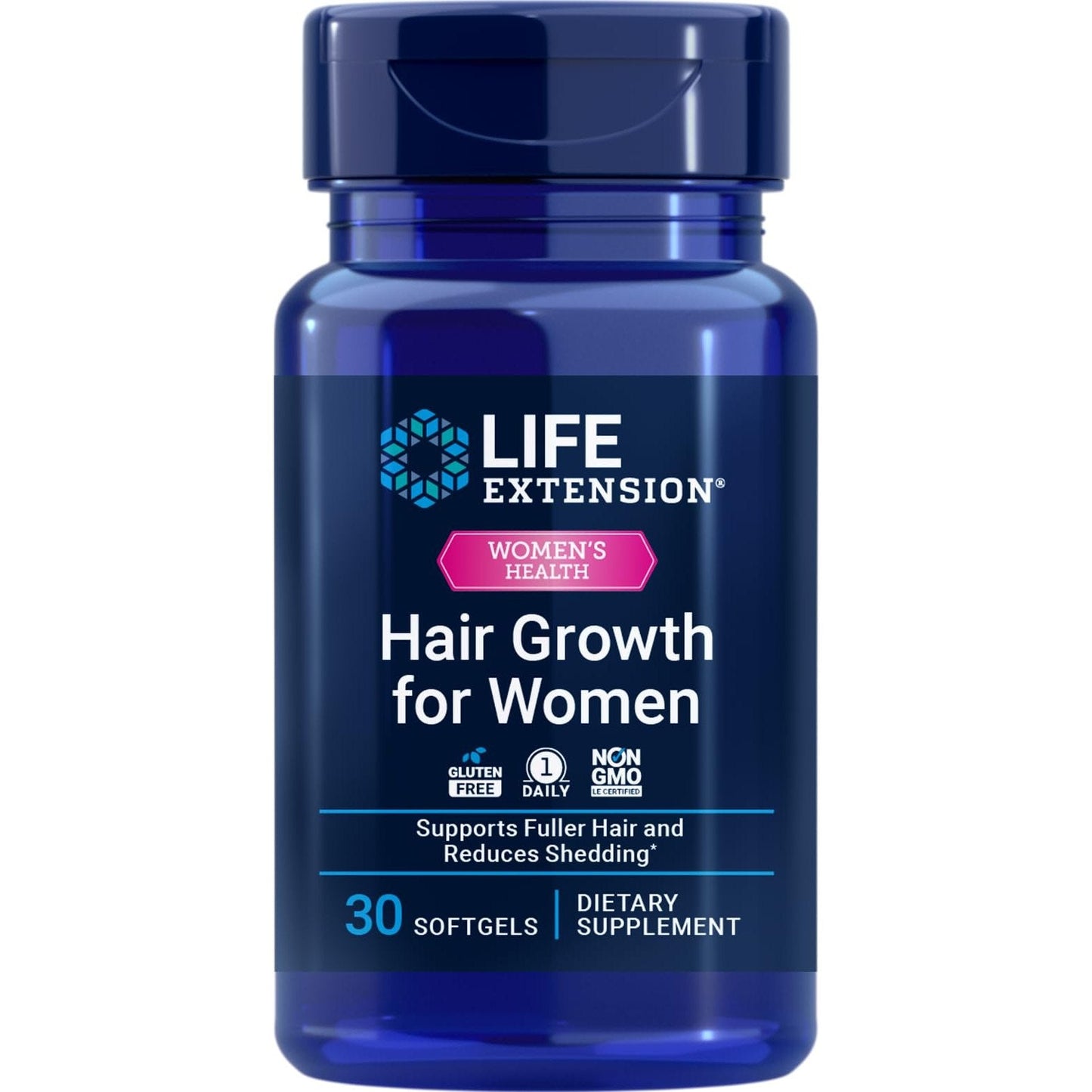 Life Extension Hair Growth for Women, hair growth supplement, fullness and density, Ceramosides™, VI-SPO®, non-GMO, 1-daily, gluten-free, 30 softgels - Medaid International