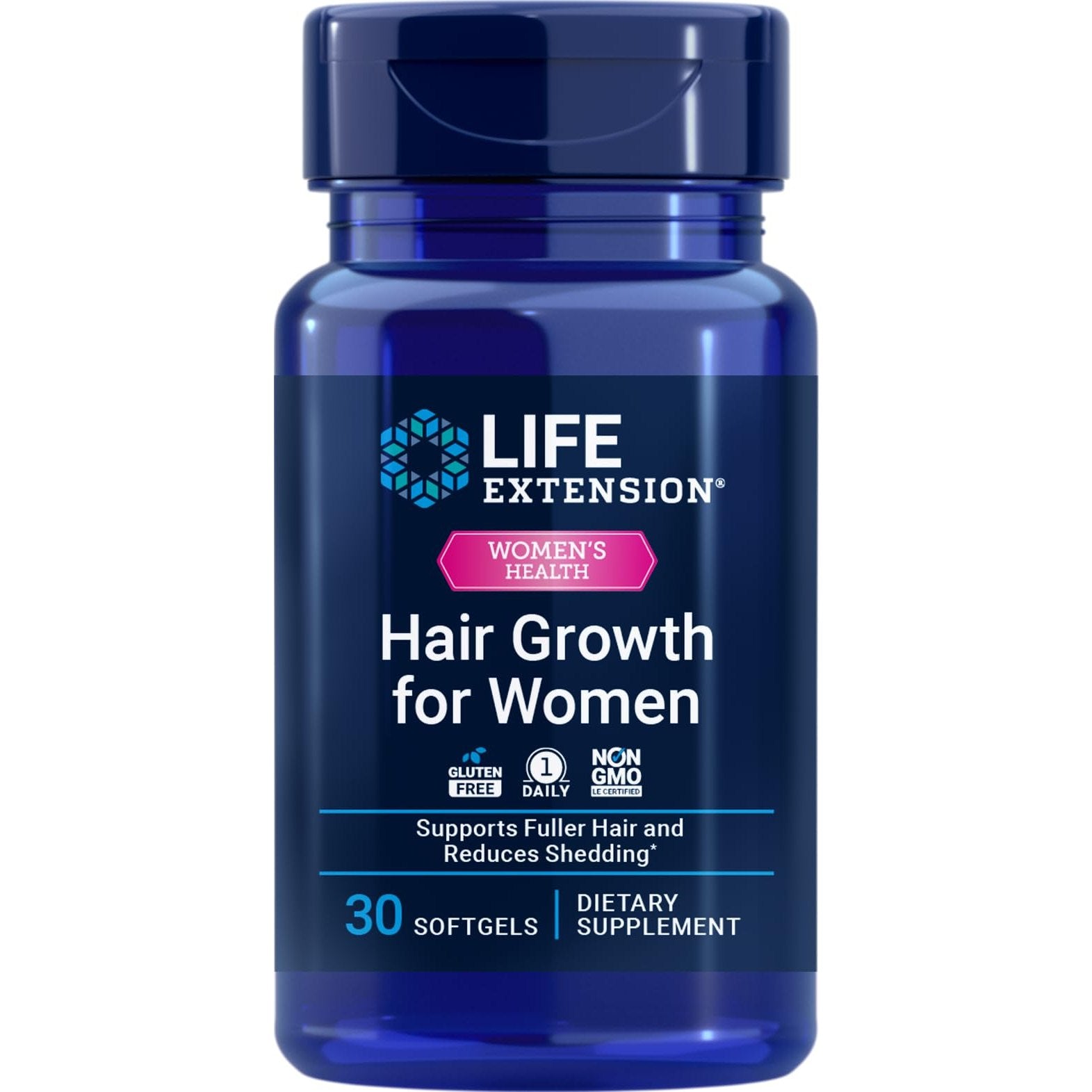 Life Extension Hair Growth for Women, hair growth supplement, fullness and density, Ceramosides™, VI-SPO®, non-GMO, 1-daily, gluten-free, 30 softgels - Medaid International