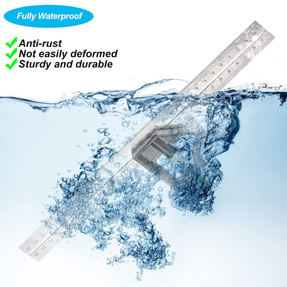 TERRIFI Combination Square 12Inch/300mm, Engineers Set Square, Stainless Steel Angle Ruler, Adjustable Carpentry Square 45/90 Degree with Bubble Level, Measuring Tool for Engineer Carpenter
