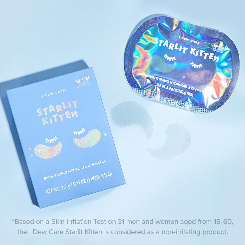 I DEW CARE Hydrogel Eye Patch - Starlit Kitten | Korean Under Eye Patches for dark circles and puffy eyes, Smooths Puffy Eyes, Eye wrinkle patches, Dermatologically Tested, (5 EA) - Medaid International