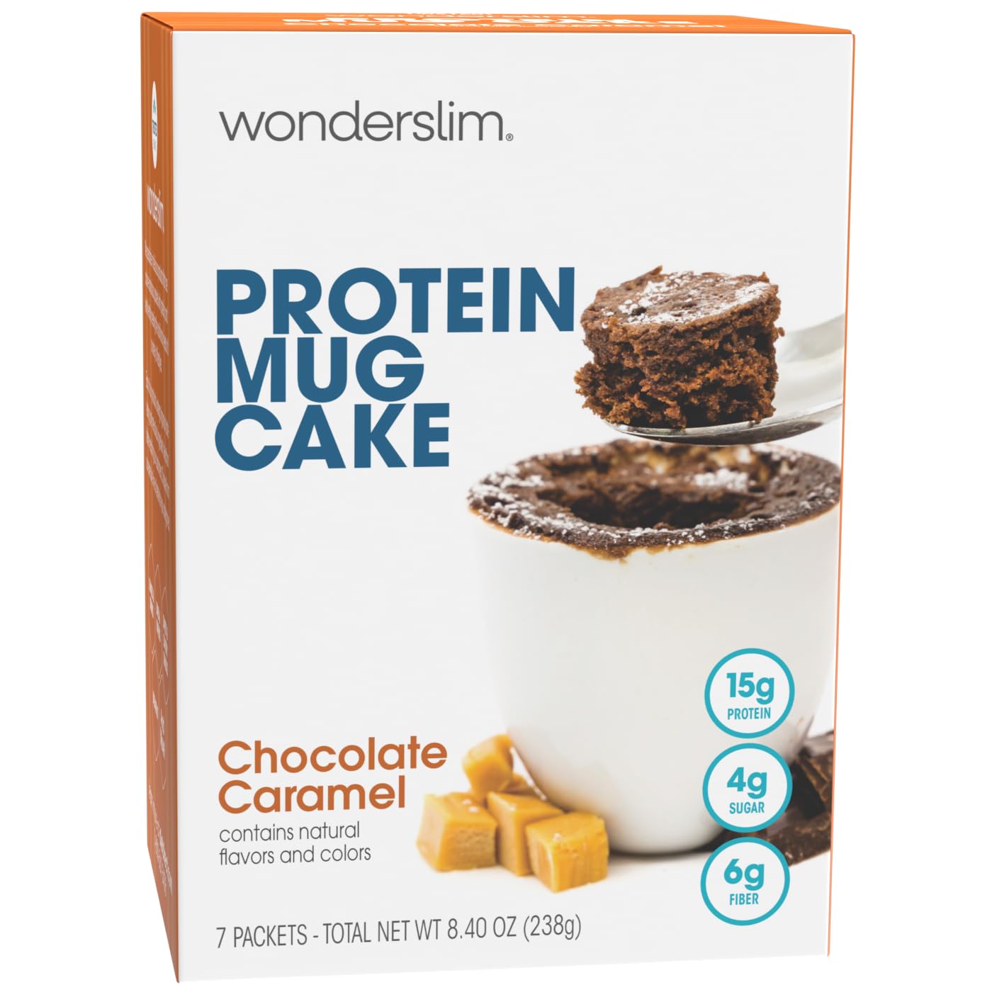 WonderSlim Protein Mug Cake, Chocolate Caramel, 6g Fiber, Low Sugar, Gluten Free (7ct) - Medaid International