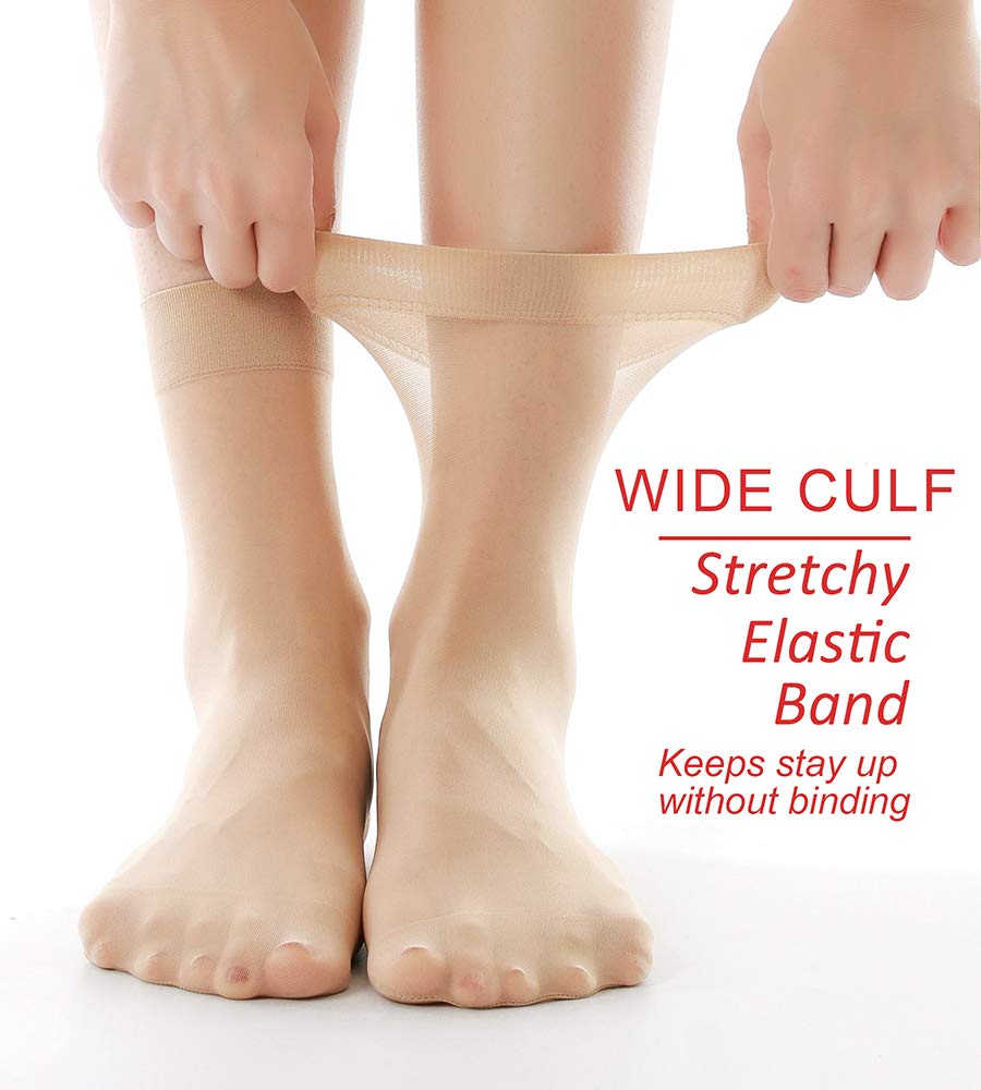 G&Y 12 Pairs Ankle Nylon Socks for Women - 20D Sheer Pantyhose Socks (12 Nude) - Medaid International