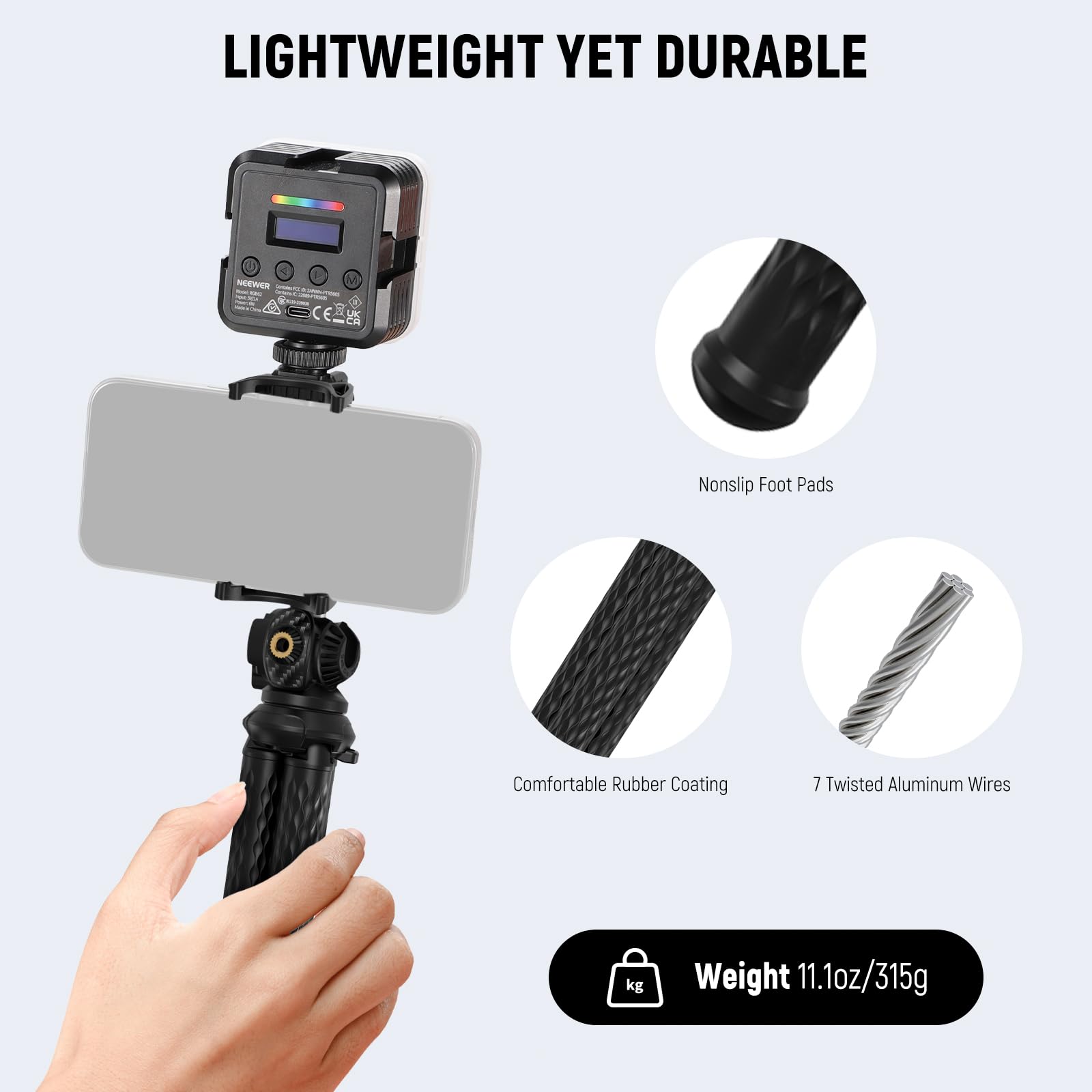 NEEWER Camera Tripod with Remote, Mini Flexible Vlog Phone Tripod Stand with Action Camera Mount Adapter, Hidden Phone Holder & Cold Shoe Compatible with iPhone Hero13 12 11 10 9, Max Load 4.4lb, TP34 - Medaid International