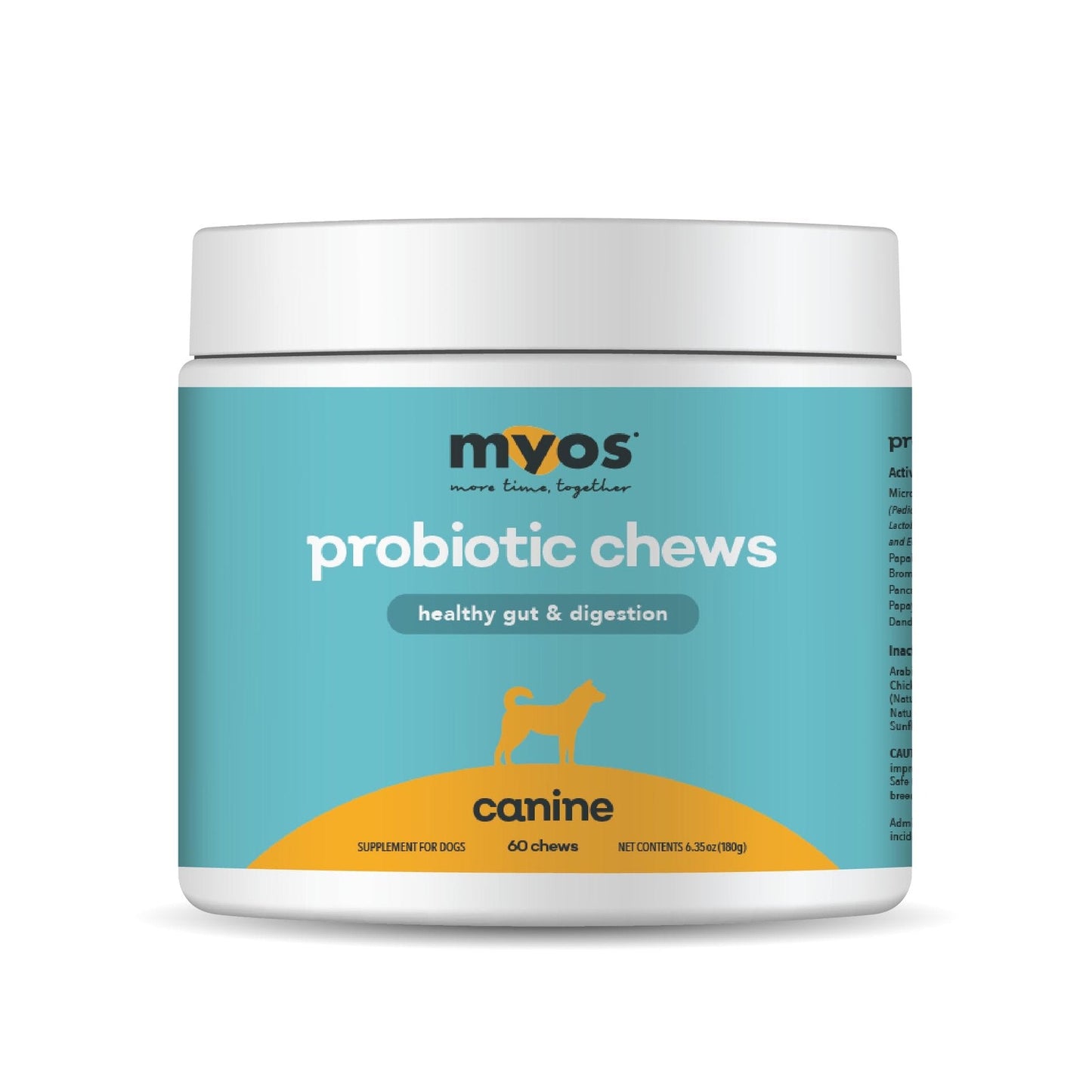 MYOS Probiotic Chew for Dogs - Daily Digestive Support, Promotes Complete Gut Health, Aids Digestion, Enhances Nutrient Absorption, Supports Healthy Stool - All-in-One Chewable Supplement - Medaid International