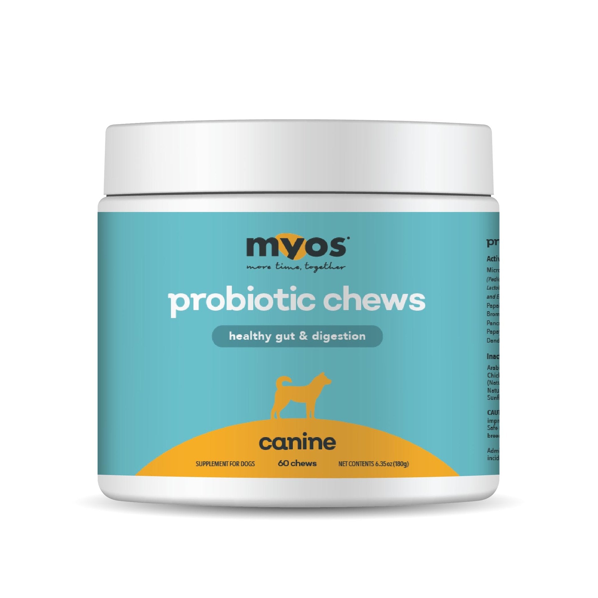 MYOS Probiotic Chew for Dogs - Daily Digestive Support, Promotes Complete Gut Health, Aids Digestion, Enhances Nutrient Absorption, Supports Healthy Stool - All-in-One Chewable Supplement - Medaid International