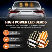 LED Hand Signal Car 3 Modes Middle Finger for Car Rear Window Road With Remote Control