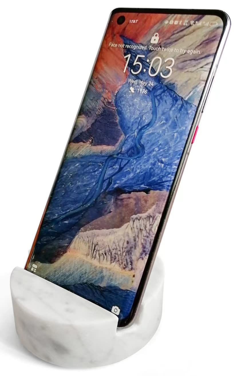 fashciaga Luxurious Marble Cell Phone Stand Holder for Cellphone Tablet On Desk, Countertop, Table, Nightstand. Heavy Real Stone Mobile Phone Stands (Solid) - Medaid International