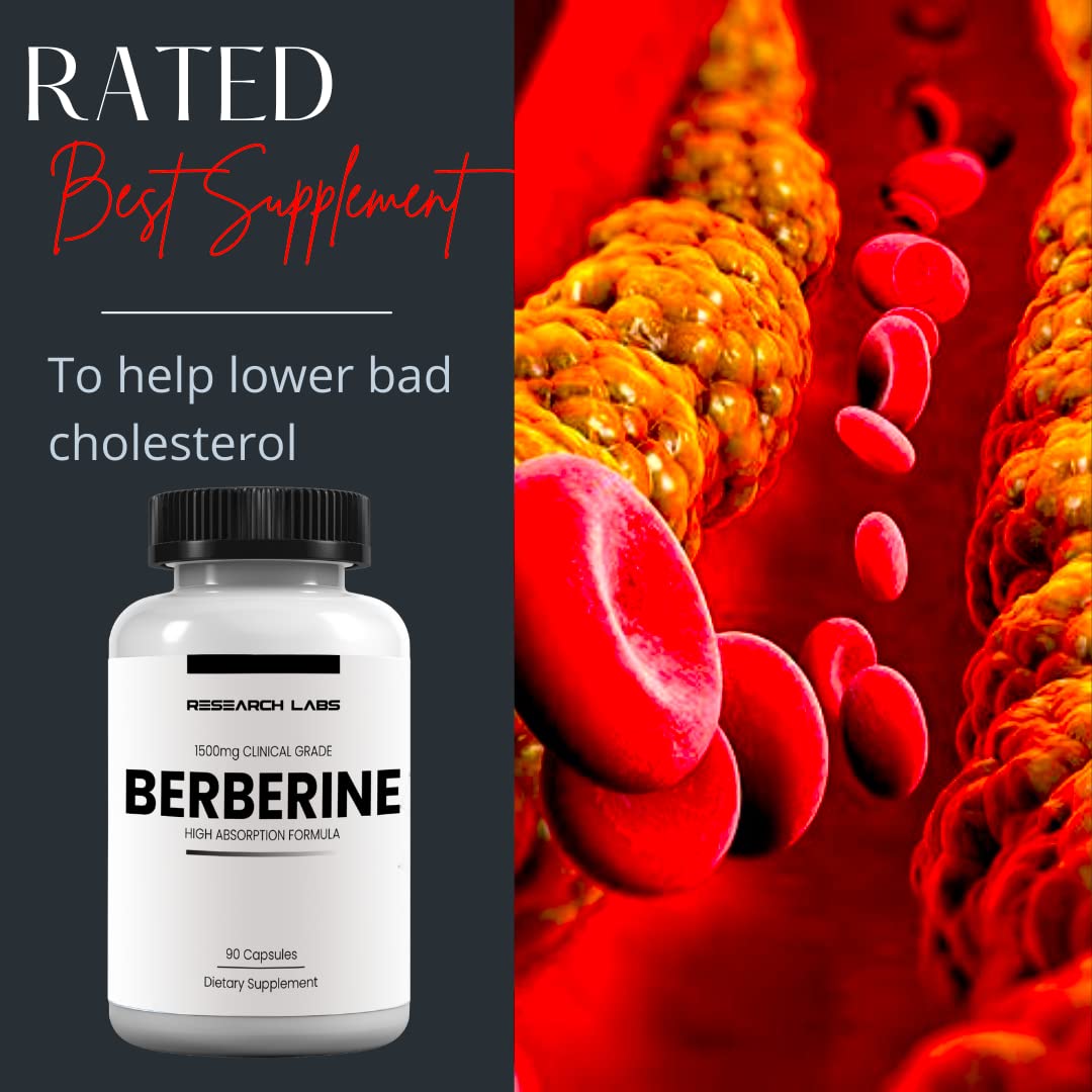 Research Labs 2 Fer 1 Ad - 1500mg Clinical Grade Berberine High Absorption Formula & BerberQuil™ Support. 180 Total Capsules. 500mg Each Capsule - Medaid International