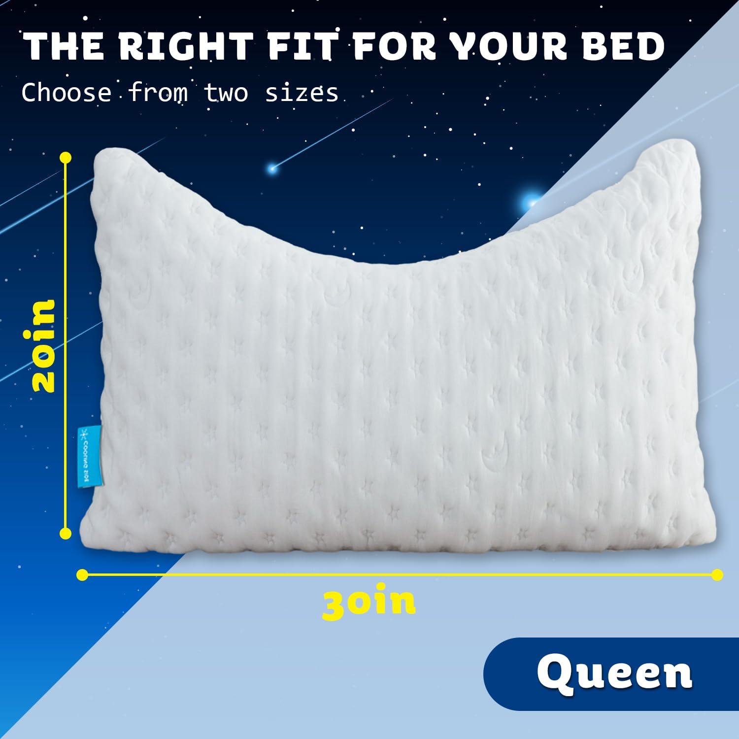 Cooling Side Sleeper Pillow for Neck and Shoulder Pain, Luxury Shredded Memory Foam Curved Bed Pillows for Sleeping Set of 1- Adjustable Queen Size- Washable Cover Crescent White - Medaid International