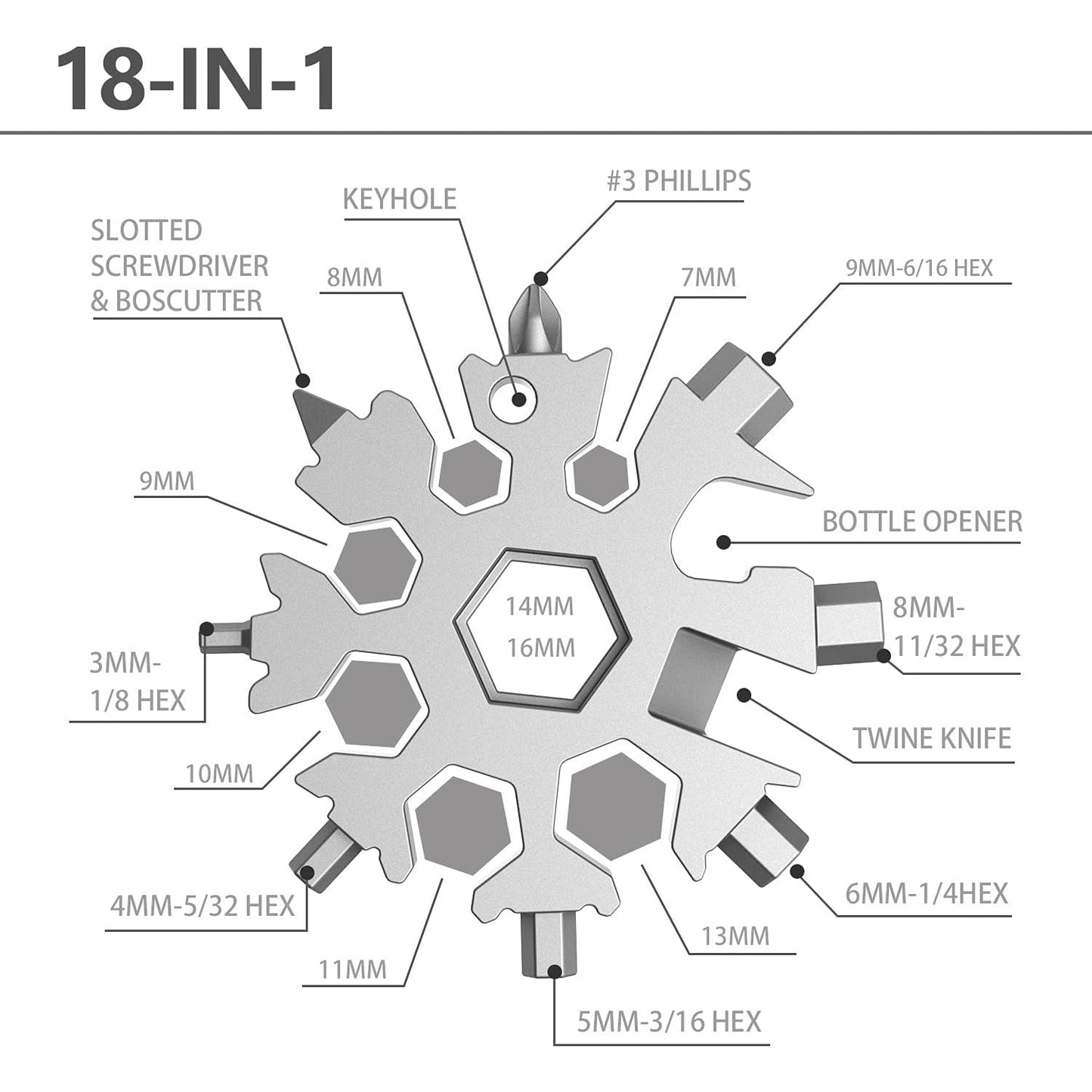 18 in 1 Snowflake