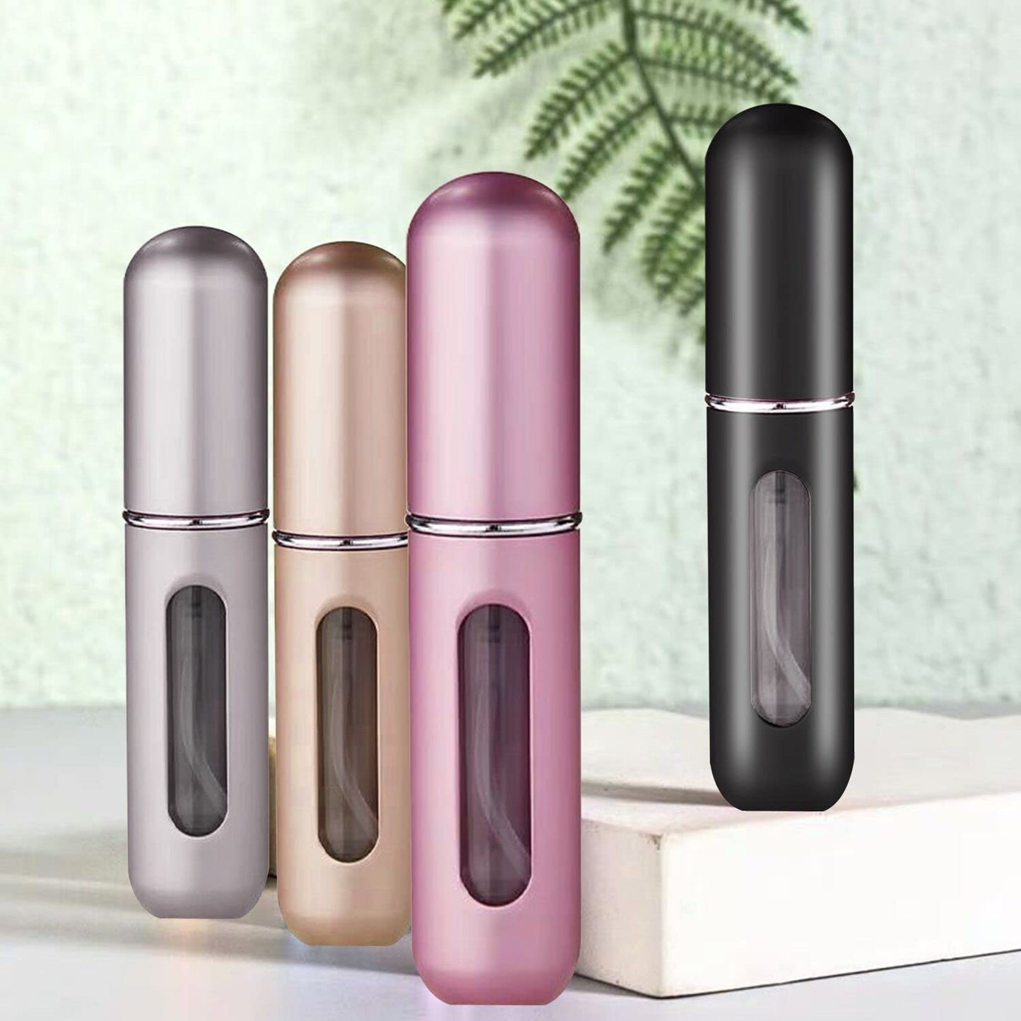 OUYFBO Refillable Travel Perfume Atomizer Bottle (4pcs), Refillable Fine Mist Portable Perfume Empty Spray Bottle,Scent Pump Case for Traveling and Outgoing - 8ml/0.27oz - Medaid International