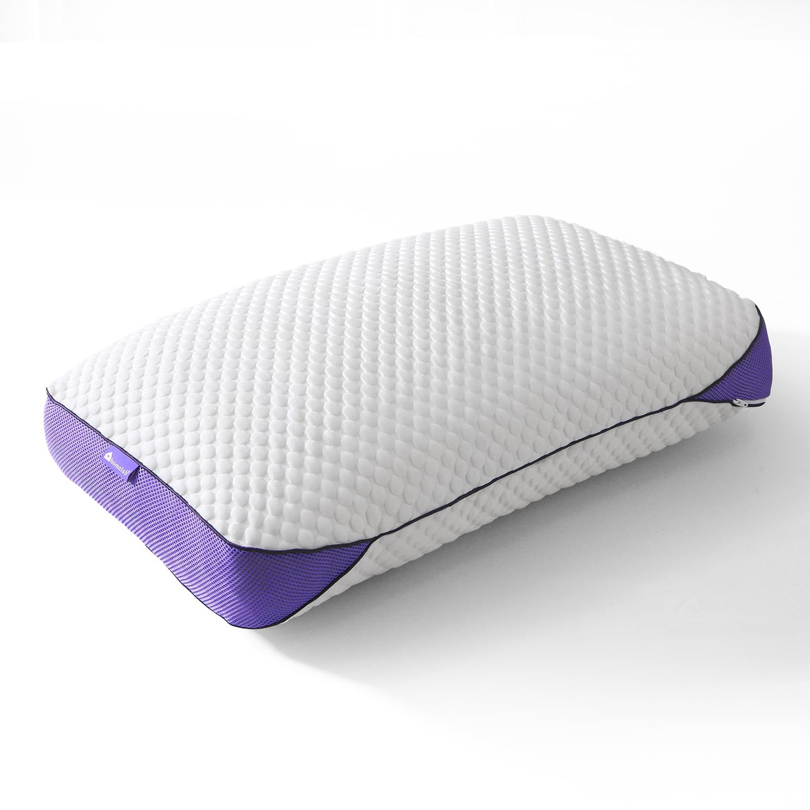 HOMELAB Adjustable Shredded Memory Foam Pillow Queen Size, Cooling Bed Pillow for Sleeping with Removable Cover, Medium Pillow for Side Stomach & Back Sleepers, 1 Pack 20"x28" - Medaid International