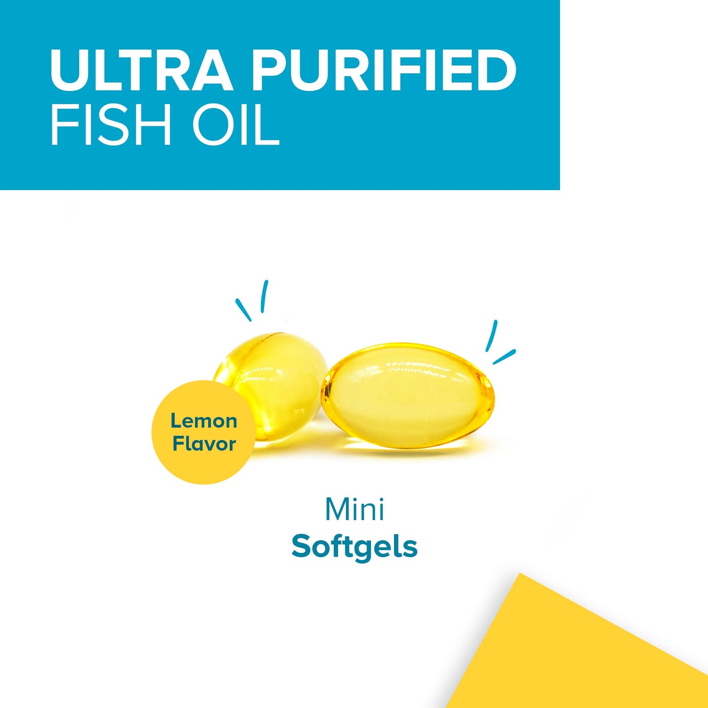 Qunol Fish Oil Omega 3 Mini Softgels, 1000mg Omega 3 EPA + DHA, Ultra Pure Supplements, Heart Health Support, Lemon Flavor, Easy to Swallow Minis, 3 Month Supply, 180 Count - Medaid International