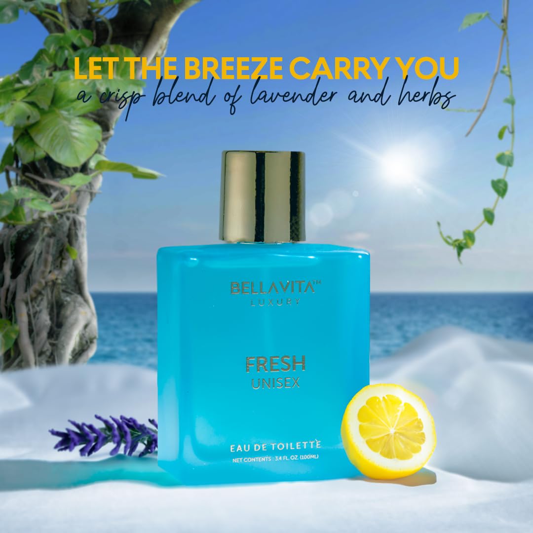 BellaVita Luxury Fresh Unisex Eau de Toilette (3.4 fl. oz.) | Long-Lasting Fragrances with Bergamot, Lavender, Ylang-Ylang & Sweet Almond | Fresh Toilette with French citrusy Notes - Medaid International
