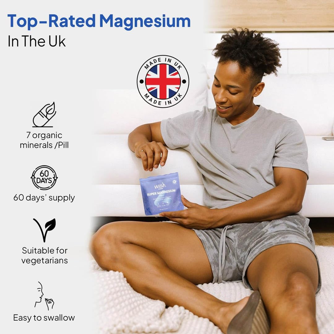 Wish Fusion Magnesium Glycinate 2400mg 7 in 1 Magnesium Complex with Malate, Citrate, Taurate for Sleep, Muscle Recovery, Stress Relief & Relaxation, Energy & Nerve Health120 Vegan Capsules - Medaid International