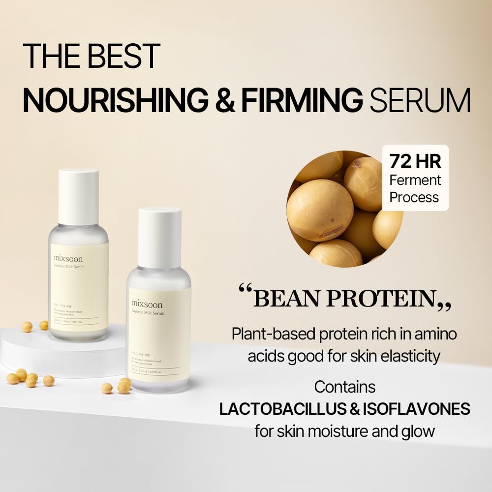 mixsoon Soybean Milk Serum - Bean Essence No.2 Nourishing Serum, Korean Skincare for Glass Skin - (1.69 fl.oz / 50ml) - Medaid International