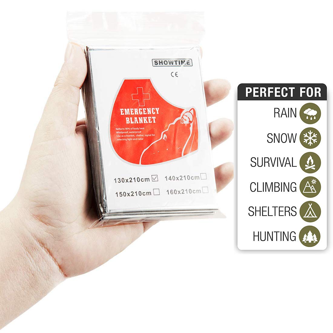 ifory Emergency Mylar Thermal Blankets, Space Blanket Survival kit Camping Blanket, Windproof & Waterproof Shield, High-Visibility Rescue Signal (Pack of 6)