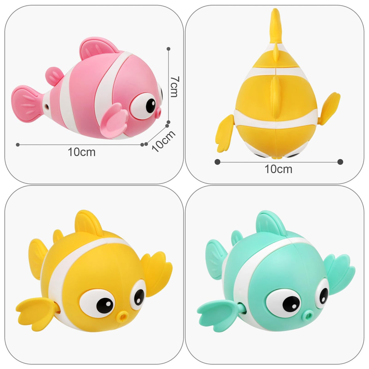 TERRIFI Baby Bath Toys, Wind-Up Paddling Pool Toys for 1-3 Year Olds, Floating Swimming Clownfish, Clockwork Water Toys Game for Kids, Toddler Girls and Boys, Bath Time Shower Gifts