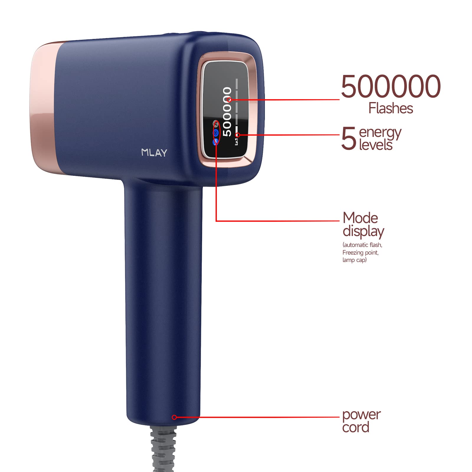 MLAY IPL Hair Removal Device, Ice Cooling Protection Laser Whole Body Hair Remover for Home Use Women and Men (1*HR+1*Bikini HR) - Medaid International