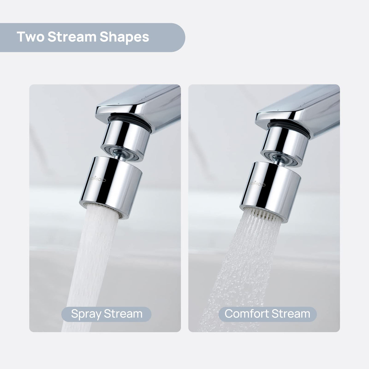 JOMOO Splash Filter Faucet Aerator, 360-Degree Rotate Conservation Faucet with 5 Adapters and Gasket, Faucet Sprayer Replacement Part for Kitchen and Bathroom