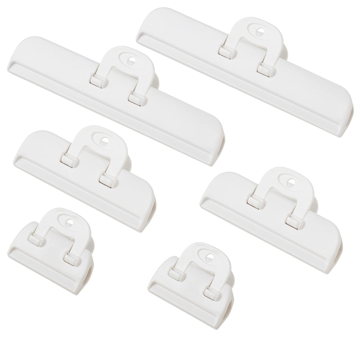 Terrifi Chip Clips Bag Clips, Food Heavy Duty Snack Bags And Large For Storage, Bread Bags, (6 Pcs, White)