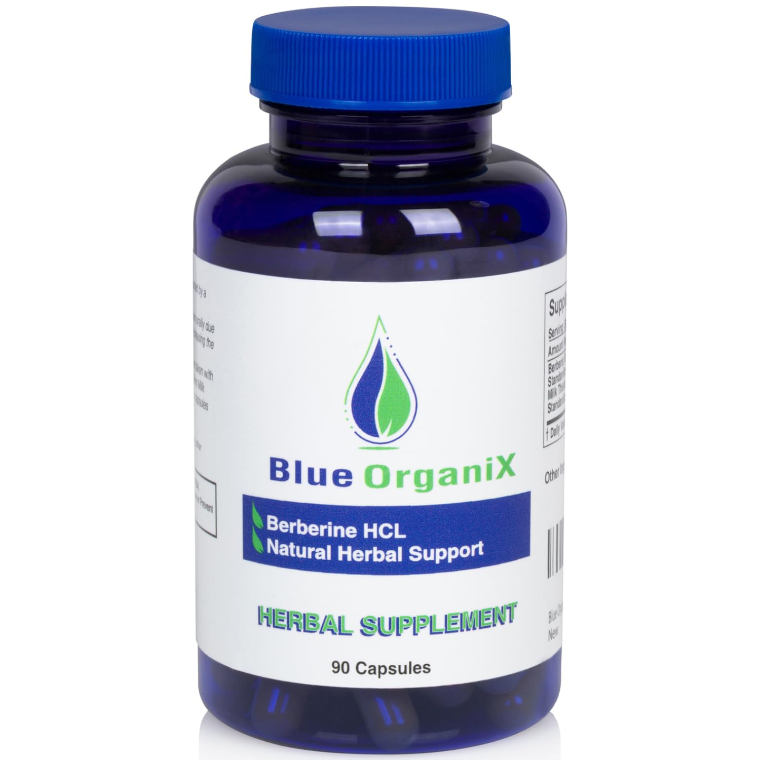 Blue Organix Berberine with Milk Thistle 500mg Formula HCL Complex Supplement with Silymarin for Better Absorption, 90 Vegetarian Capsules, 1 Bottle, Overall Health Support - Medaid International