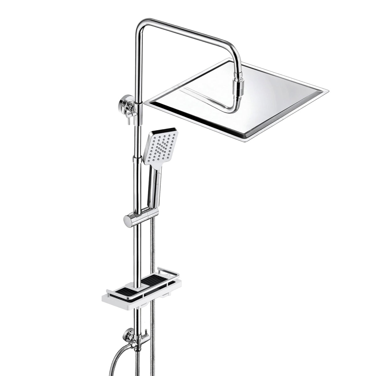 JOHO Shower Column without Taps Adjustable Fixings Heavy Duty Wall Set Bath Shower Shower Bathroom with Rain Shower Effect ABS D20 cm