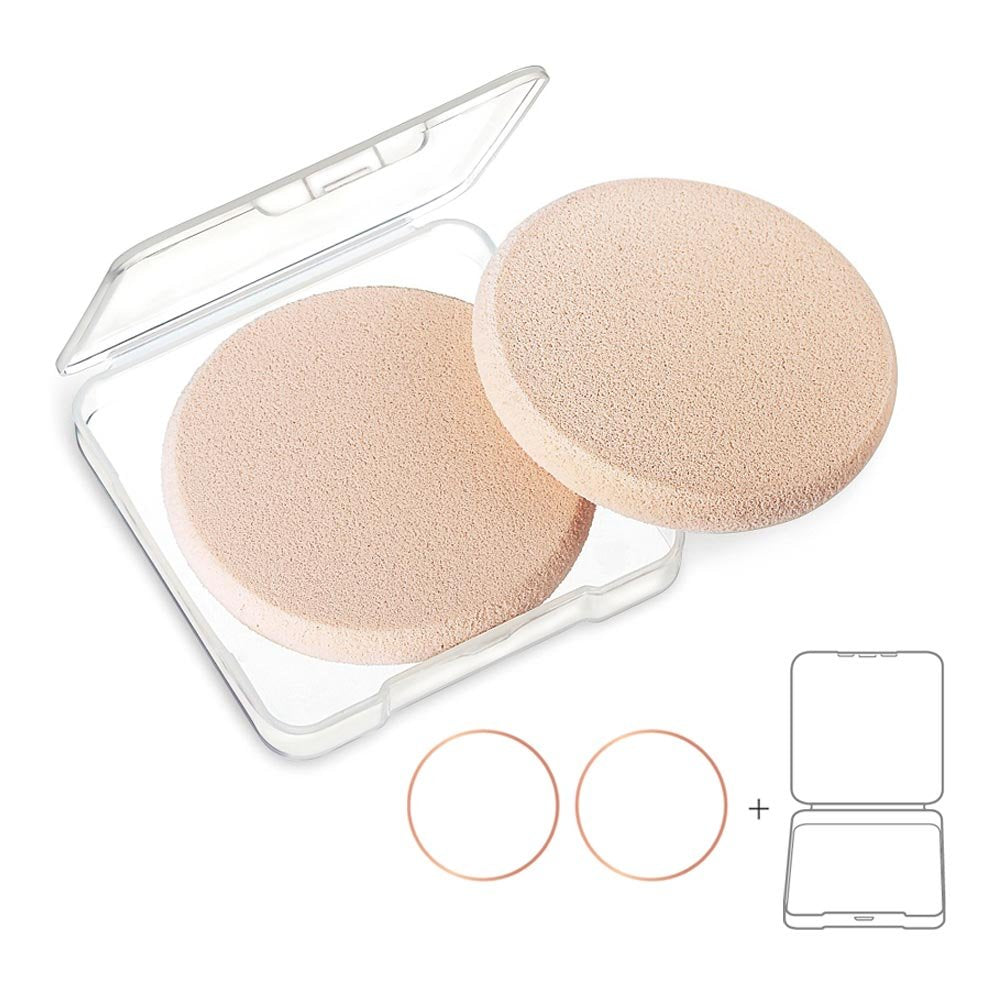 OWLFAVO 2pcs Round Makeup Sponges with 1 Travel Case, Beauty Face Primer Compact Powder Puff, Blender Sponge Replacement for Cosmetic Flawless Foundation, Sensitive and All Skin Types - Medaid International