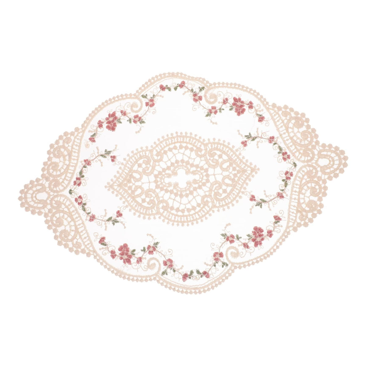 TERRIFI 2 PCS Retro Lace Placemats, Floral Decor Circle Table Mats, Handmade Embroidered Washable Cutwork