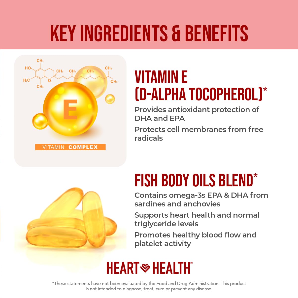 Heart Health Essential Omega III Fish Oil with Vitamin E – High EPA & DHA for Heart, Triglyceride & Blood Flow Support, Lemon Oil, Gluten-Free, Non-GMO, 60 Servings - Medaid International