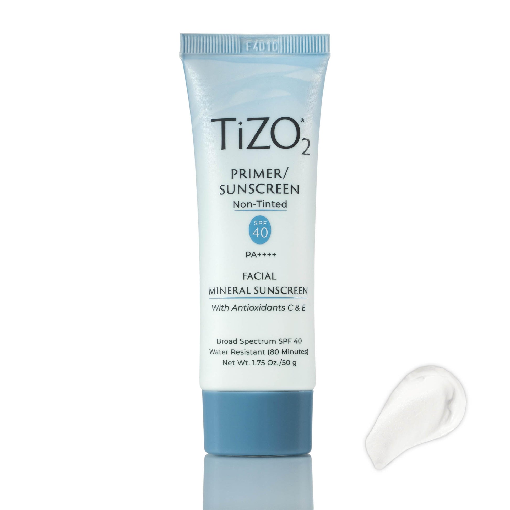 TiZO2 Facial Mineral Sunscreen and Primer, Non-tinted Broad Spectrum SPF 40 with Antioxidants, Sheer matte finish, Fragrance-Free, Oil-Free, Dermatologist-recommended, PA++++ 1.75 oz - Medaid International