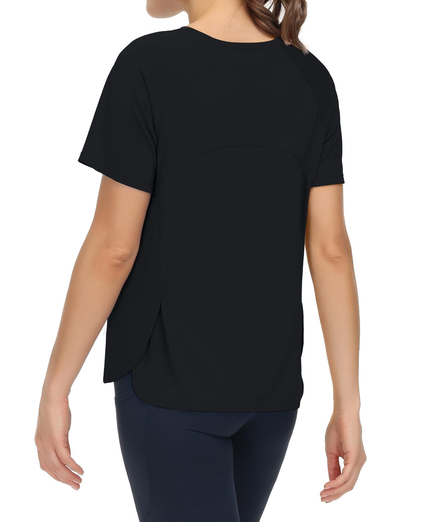 THE GYM PEOPLE Women's Short Sleeve Workout Shirts Breathable Yoga T-Shirts with Side Slits Athletic Tee Tops Black - Medaid International
