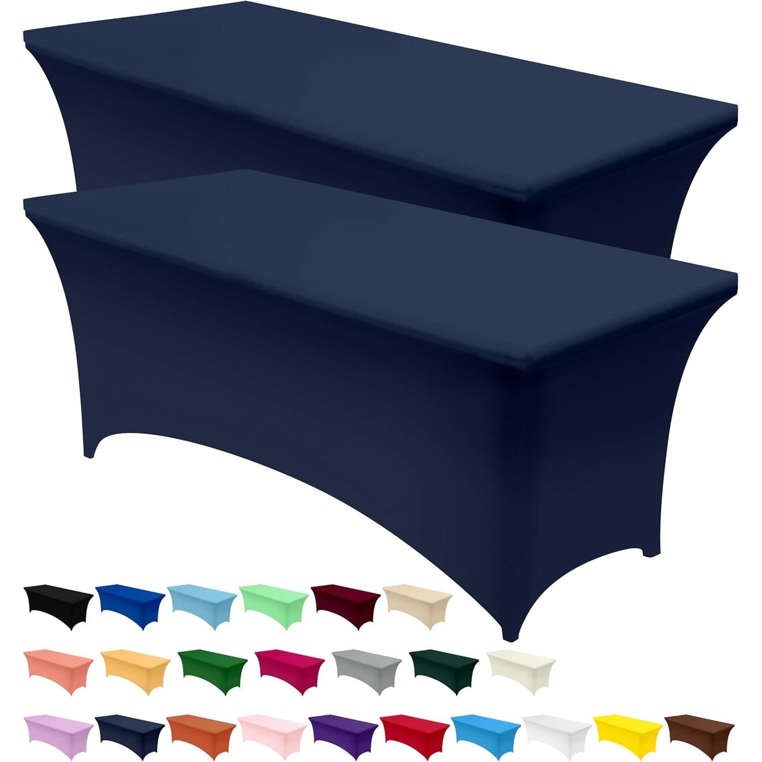 Utopia Kitchen Spandex Tablecloth 2 Pack [6FT, Black] Tight, Fitted, Washable and Wrinkle Resistant Stretch Rectangular Patio Table Cover for Event, Wedding, Banquet & Parties [72Lx30Wx30H Inch] - Medaid International