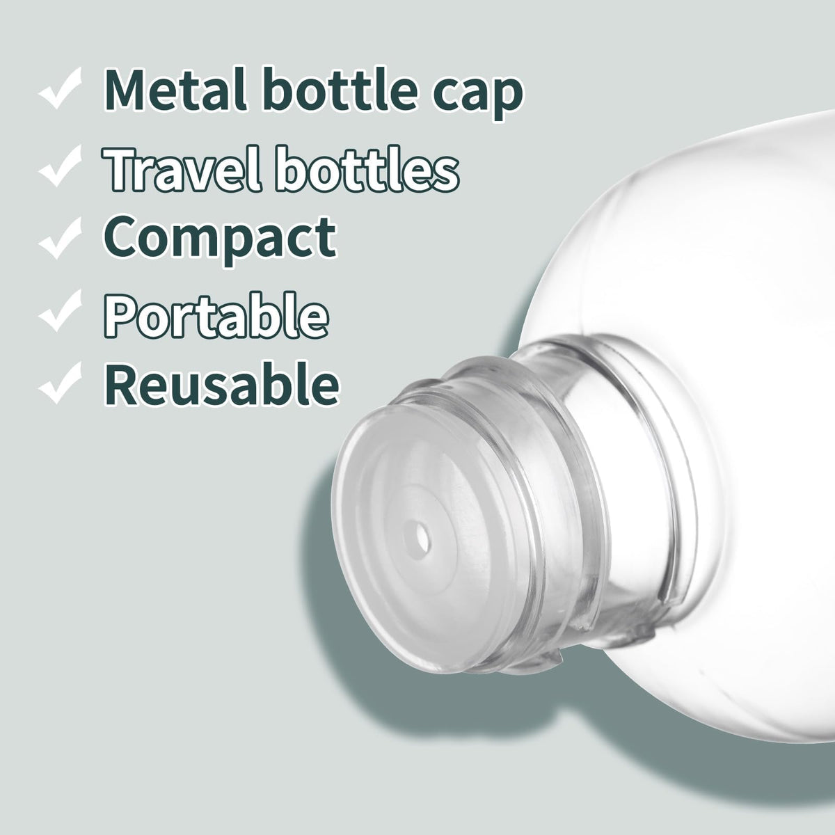 TERRIFI 3.4 oz Travel Size Bottles - 5 PCS Refillable, Leak-Proof Cosmetic Containers with Silvery Screw Cap - 100ml Clear Bottles for Travel Essentials