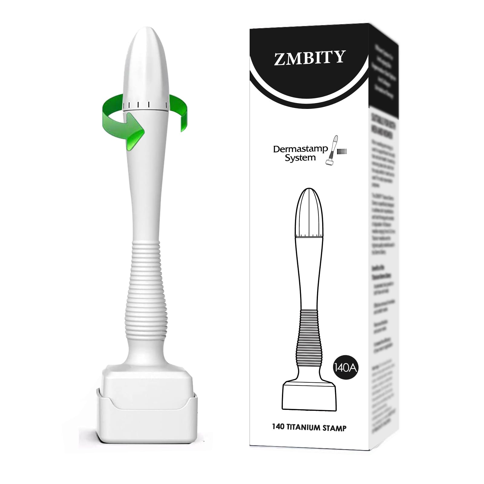 Titanium Microneedles Derma Roller - Stamp Alternative -Microneedle Micro Needle Skin Care Tool - Microneedling Roller for Men and Women (White) - Medaid International