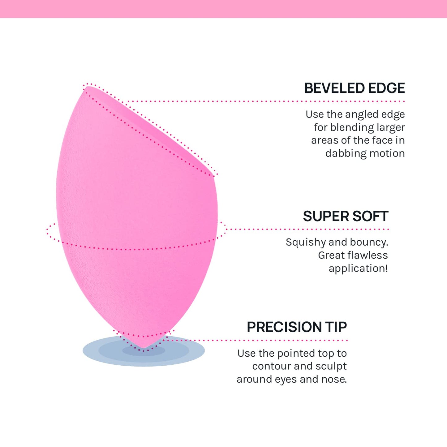 AOA Studio Collection Makeup Sponge Set Makeup Blender Latex Free and High-definition Super Soft Set of 6 Makeup Blender For Powder Cream and Liquid, Beauty Cosmetic Beveled Shape (Pink) - Medaid International