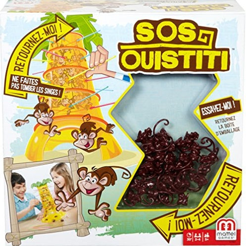 Mattel Games - SOS Ouistiti Board Game for Kids, French Version, Fun Skill Game