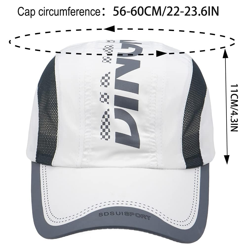 TERRIFI Quick Drying Baseball Cap, Sun Hats for Men & Women, Mesh Lightweight Protection UV for Outdoor Sports (White)