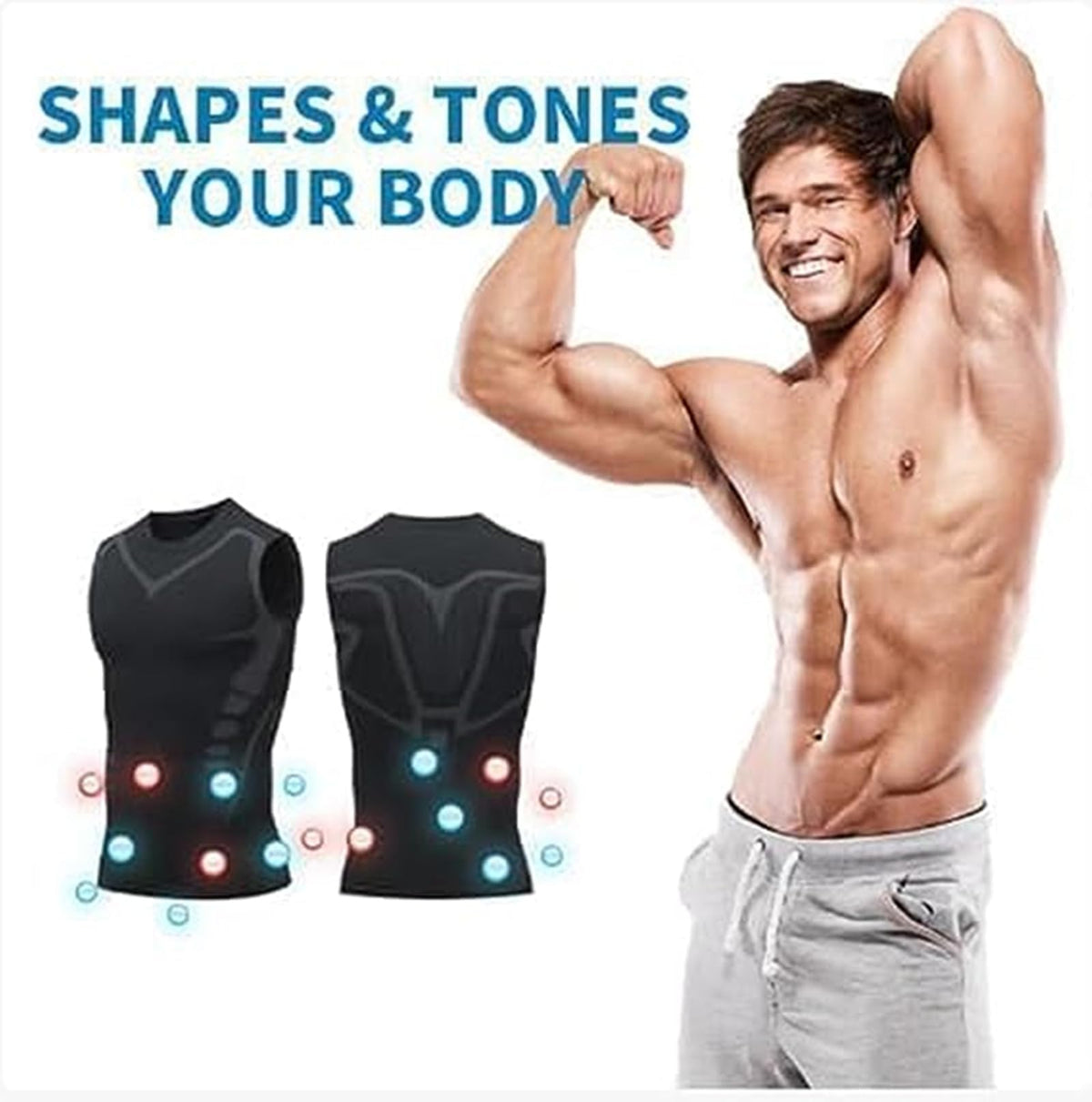 TERRIFI Compression Shirts for Men Shapewear Tummy Control Body Shaper Slimming Undershirt Short Sleeve Tank Top, for Gynomastica Shapewear Vest Men, L Size