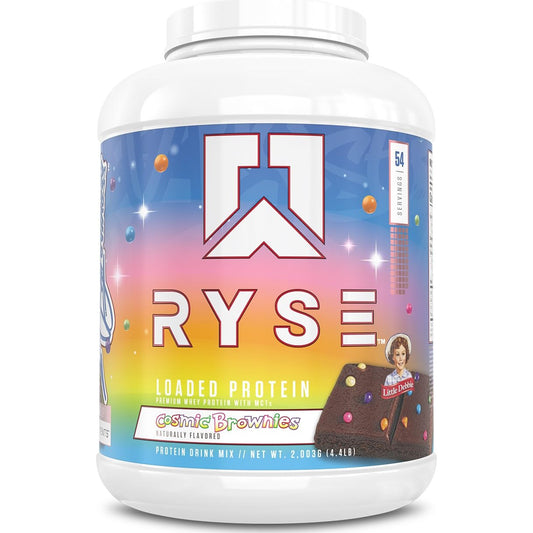RYSE Loaded Protein Powder - Little Debbie Cosmic Brownie - 25g Whey Protein Isolate & Concentrate with Prebiotic Fiber & MCTs - Low Carb, Low Sugar, Digestive-Friendly - 54 Servings / 4 lb Tub - Medaid International