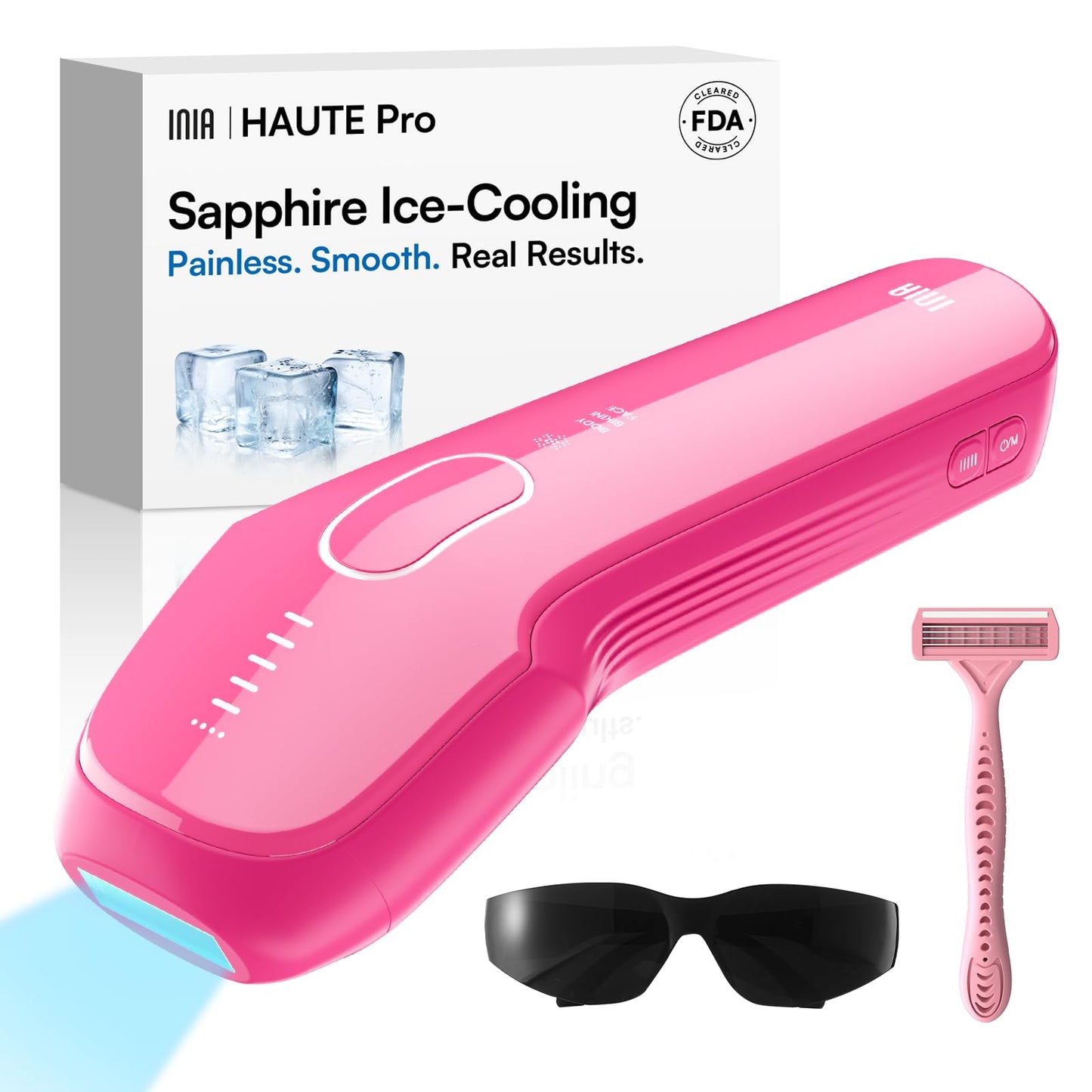 INIA Laser Hair Removal with Ice-Cooling Care for Women and Men, HAUTE Pro Painless at-Home IPL Hair Remover for Coarse Hair in Bikini and All Body Areas, Latest Generation for Effective Results - Medaid International