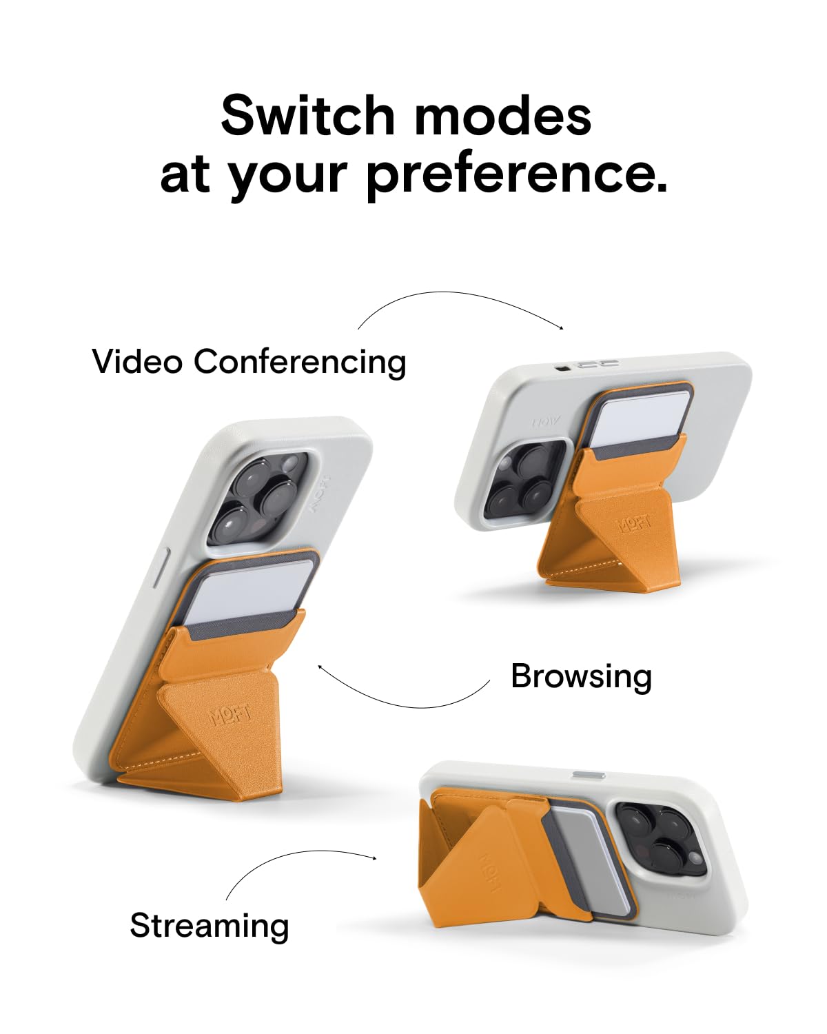 MOFT Magnetic Wallet Stand Compatible with iPhone 17/16/15/14/13/12 Series, Angle Adjustment & Magsafe Compatible MOVAS Phone Stand,Orange - Medaid International