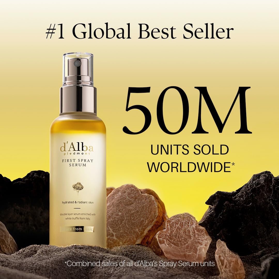 d'alba Piedmont Italian White Truffle First Spray Serum, Vegan Skin Care, Light-weight Face Moisturizer, Glow Serum for Radiant Skin, Non Comedogenic, All In One Mist, Korean Skin Care (3.38 fl oz.) - Medaid International