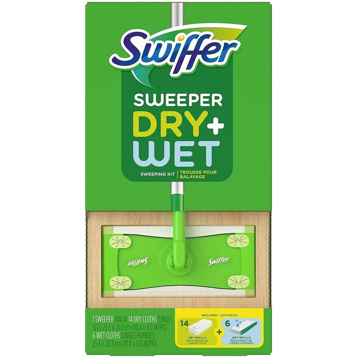 Swiffer Sweeper Dry + Wet sweeping Kit (1 Sweeper, 14 Dry Cloths, 6 Wet Cloths) - Medaid International