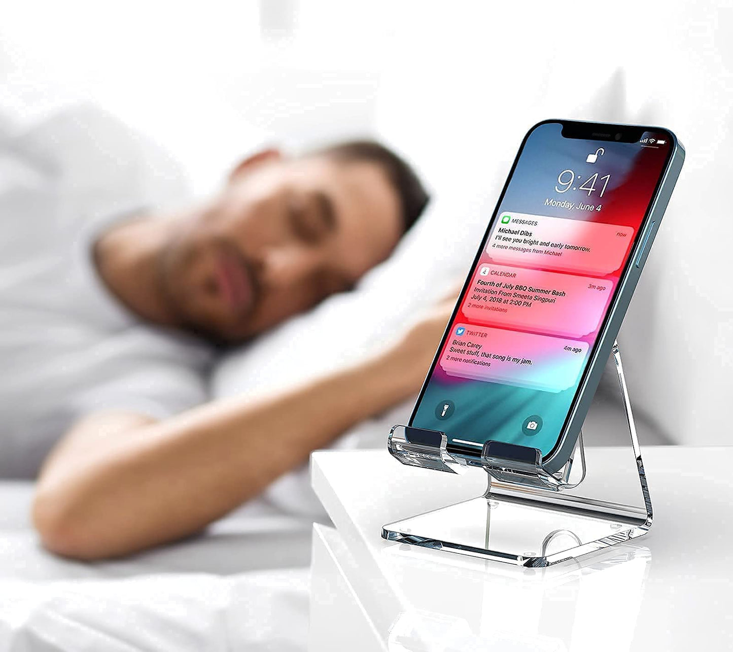 Crpich Acrylic Cell Phone Stand, Portable Clear Phone Stand for Desk, Compatible with Phone16 15 14 13 Pro Max Mini 12 11 Plus SE, Switch, Android Smartphone, Pad, Tablet, Desk Accessories - Medaid International