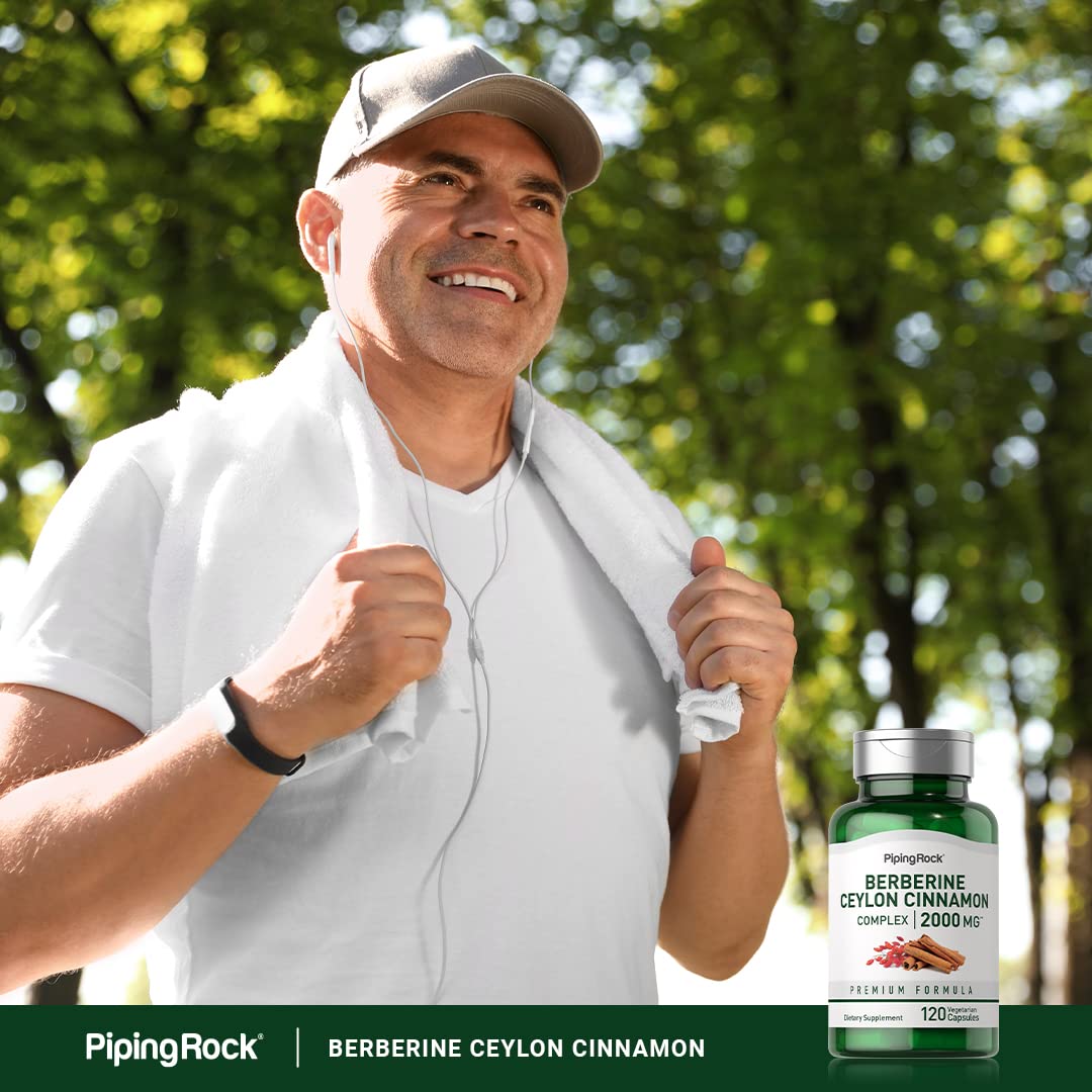 Piping Rock Berberine with Ceylon Cinnamon Supplement | 2000 mg | 120 Capsules | Vegetarian Complex | Non-GMO, Gluten Free - Medaid International