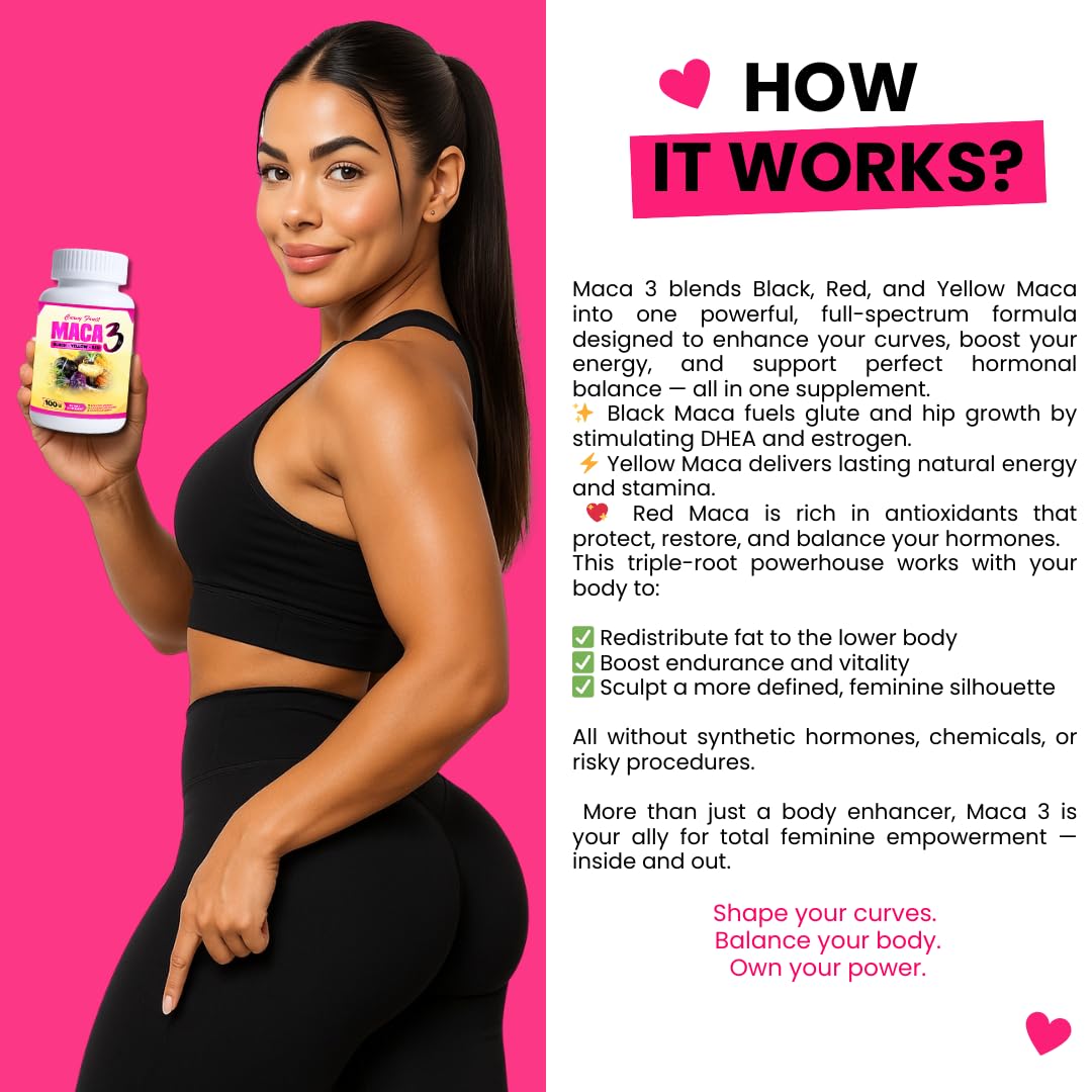 Maca 3 Capsules – Black, Red & Yellow Maca Root Blend – Feminine Balance & Natural Body Support – Herbal Formula - Medaid International