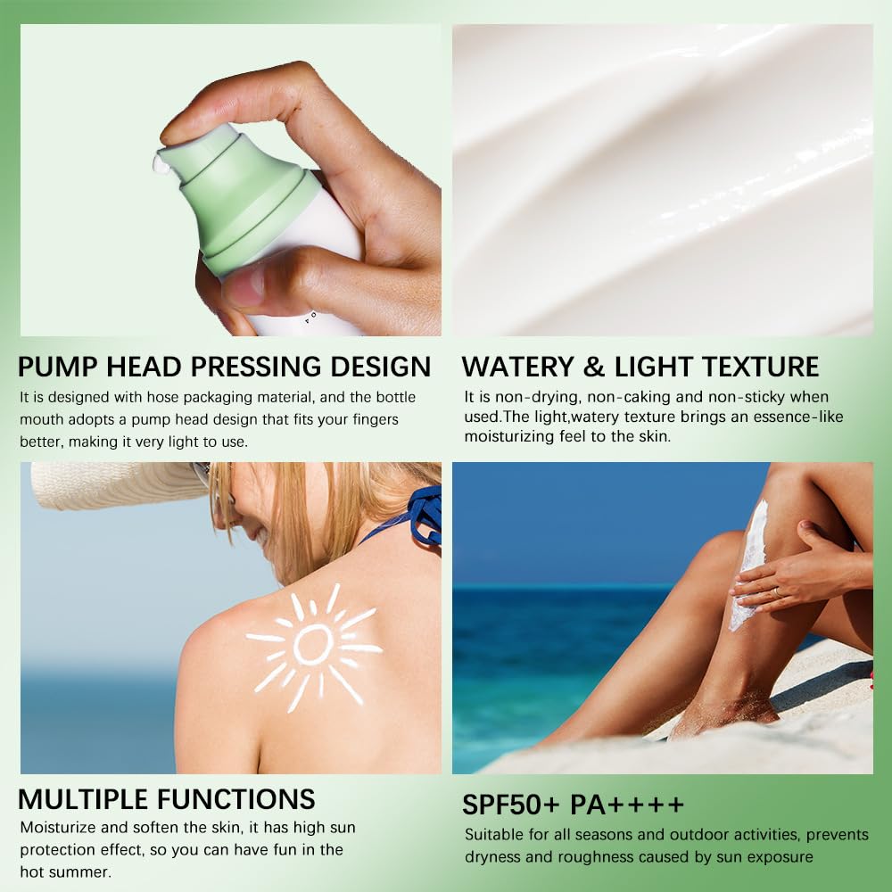 Centella Sunscreen, Hyalu Cica Water Fit Sun Serum, Light Hydrating Face Sunscreen for All Skin Type and UV Defense.(Green) - Medaid International