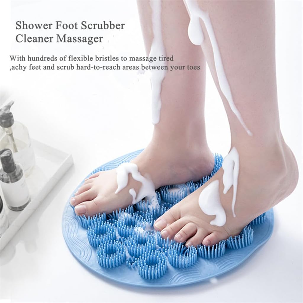 TERRIFI Back Silicone Scrubber for Shower Wall, Foot Shower Scrubber Mat Silicone Bath Massage Cushion Brush with Suction Cups