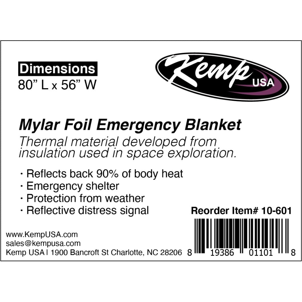 Kemp USA Emergency Mylar Blanket Pack of 25 Lightweight Thermal Reflective Survival Blanket First Aid Disaster Preparedness Camping Vehicle Bug Out Bag Emergency Supply Gear